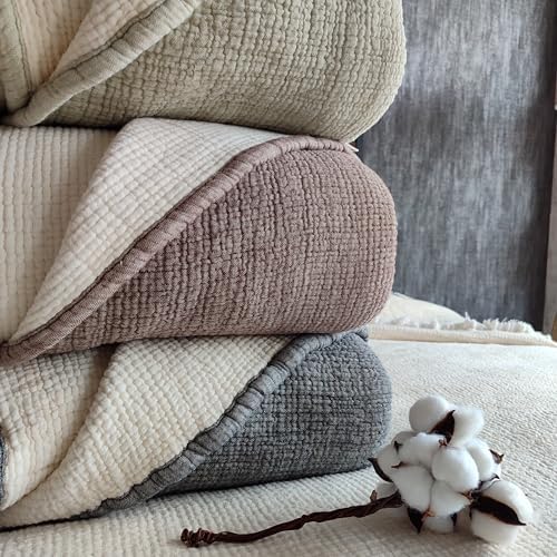 Quilted Throw Blanket Soft Gauze Dual Color, Lightweight Quilt,Blanket