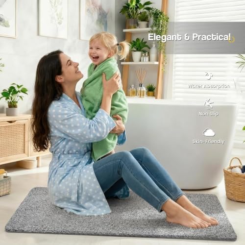 Bathroom Runner Rug 24x60,Soft & Non-Slip Long Bath Mat,Light