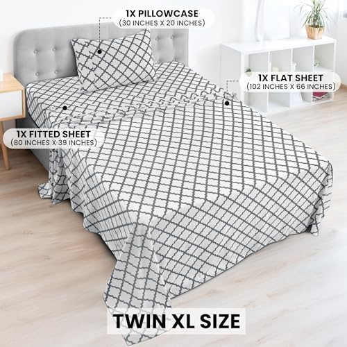 LUX Décor Quatrefoil Twin XL Sheet Set - Ultra-Soft Microfiber Bed