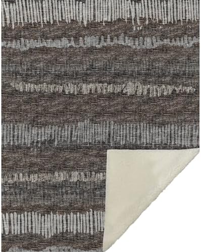 HomeRoots 50" X 70" Brown and Beige Abstract Microfiber Plush Throw