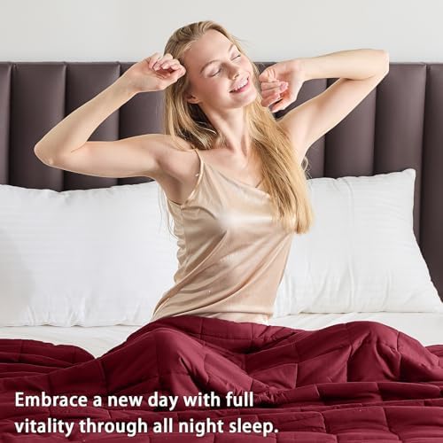 yescool Weighted Blanket for Adults 20lbs Queen Size, 60" x 80", Red