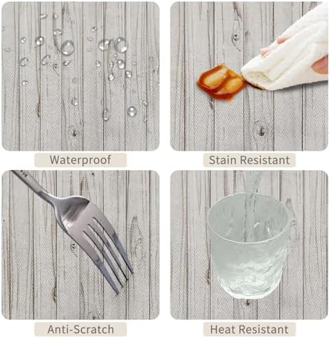 70x70inches Gray White Wood Grain Square Tablecloth Rustic Wooden