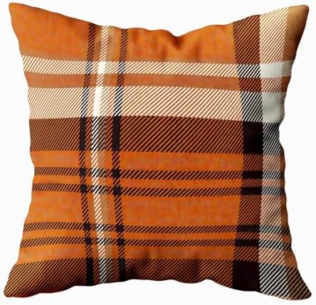 EMMTEEY Orange Brown Tartan Plaid Checkered Pillow Covers 22x22 Set of