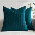 DEZENE 20x20 Teal Throw Pillow Cases: Pack of 2 Vertical Ripple