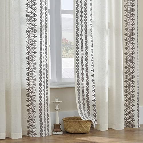 FOLKSIDE Linen Curtains 84 Inch Length 2 Panels Set for Living Room