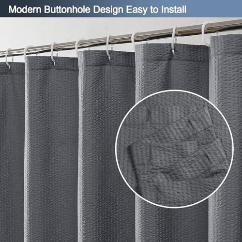 OWENIE Grey Shower Curtain for Bathroom 84 Inches Eatra Long, Elegant