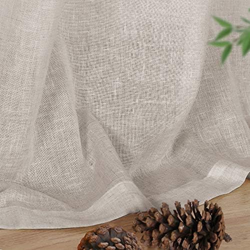 FantasDecor Linen Sheer Curtains 108 inch Length 2 Panels Set Light