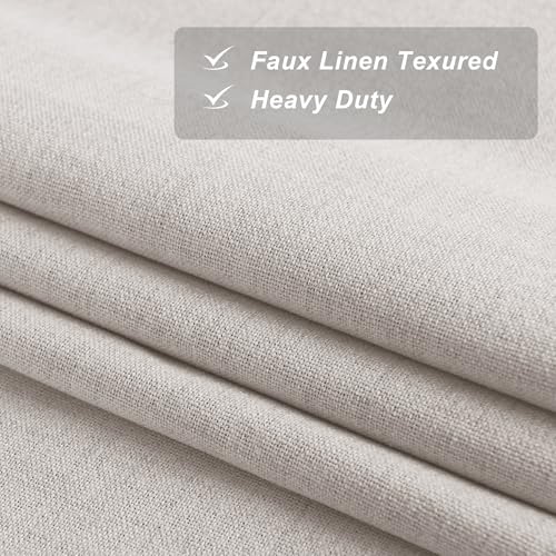 PONY DANCE Cream 100% Blackout Linen Curtains for Bedroom 84 Inches