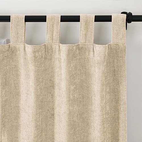 TWOPAGES Cream Tab Top Curtains for Dining Room, Soft Chenille