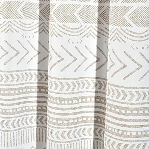 Lush Decor, Taupe & White Hygge Geo Light Filtering Window Curtain