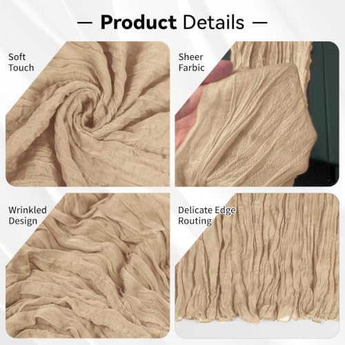 Cheesecloth Table Runner 12 Pack 17x108 Inch Beige Boho Gauze Fabric