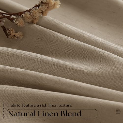 Light Brown Pinch Pleated 100% Blackout Linen Bedroom 96 Inch Curtains