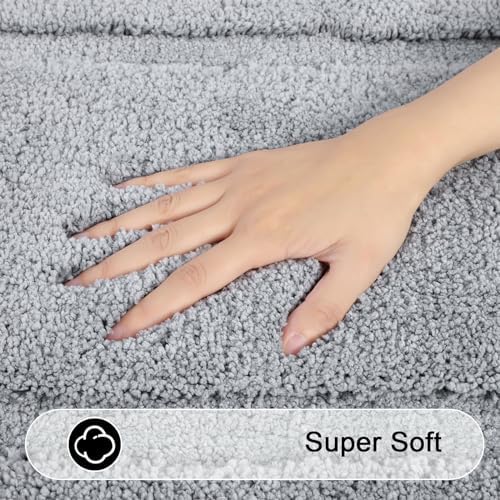 SHACOS Soft Microfiber Light Grey Bathroom Rugs Sets 2 Pieces 32x20