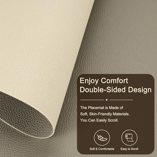 M METERXITY Round Placemats Set of 6, 14 Inch PVC Leather Place Mats