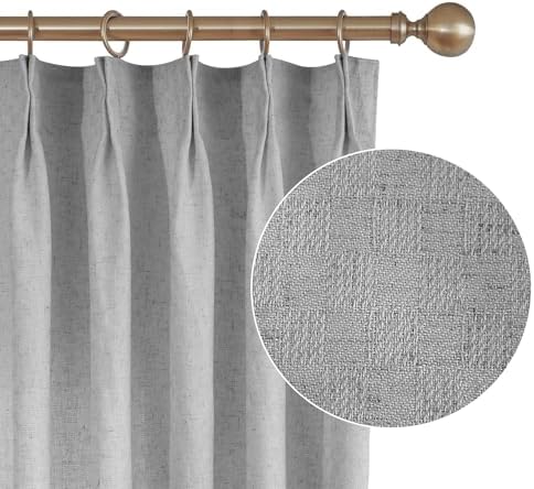 Pinch Pleated Linen Semi Sheer Curtain, 50 Width 108 Inch Long