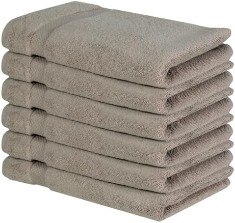 TRP Reversible Long Staple 100% Cotton Bath Hand Towels Set of 6 with