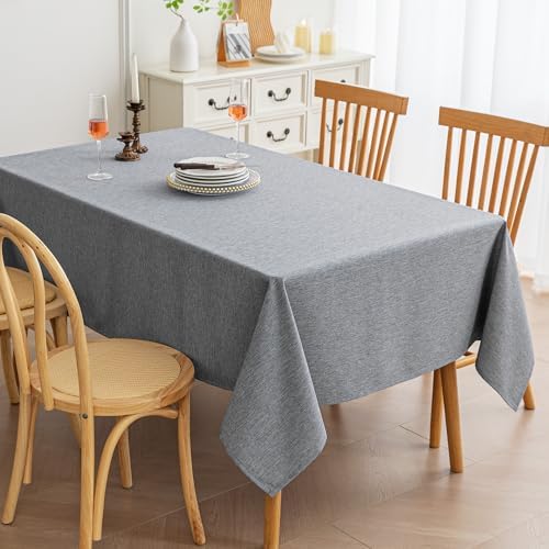 Amazon Basics Rectangle Tablecloth Water-Repellent, Faux Linen