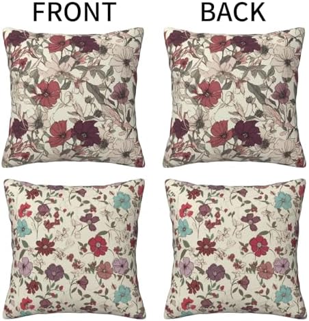 2 PCS Boho Pillow Covers 18x18, Red Neutral Throw Pillow Cover, Cute