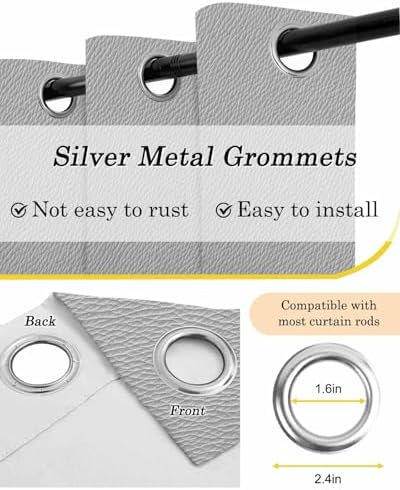 Solid Gray Blackout Curtains 63 Inches Long for Bedroom, Modern