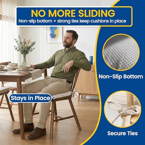 kingphenix Chair Cushions for Dining Chairs, Set of 4, 2.5 Inches