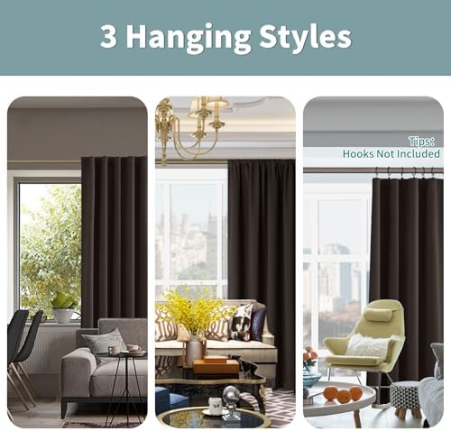 BGment 72 inch Curtains with Thermal Insulated Blackout Liner, Brown