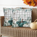 Thanksgiving Autumn Sage Green Waterproof Pillow Covers Set of 2,White