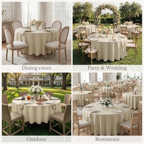 Romanstile Round Tablecloth 70 Inch, Beige