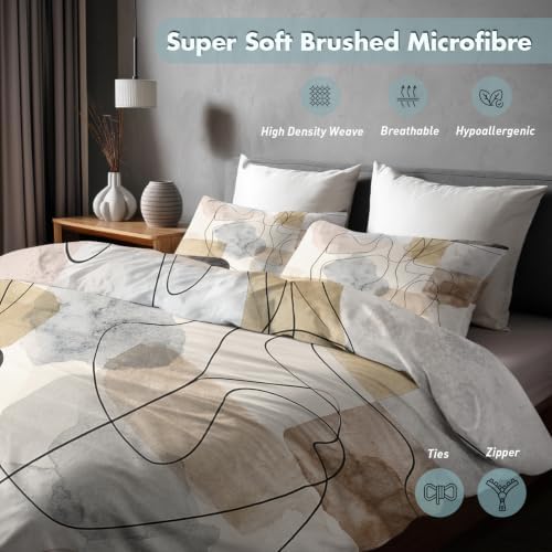 Abstract Line Art Duvet Cover Queen Size 3 Piece