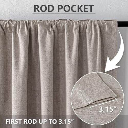 Blackout Curtain for Bedroom Rod Pocket(W52 x L108,Light Beige)