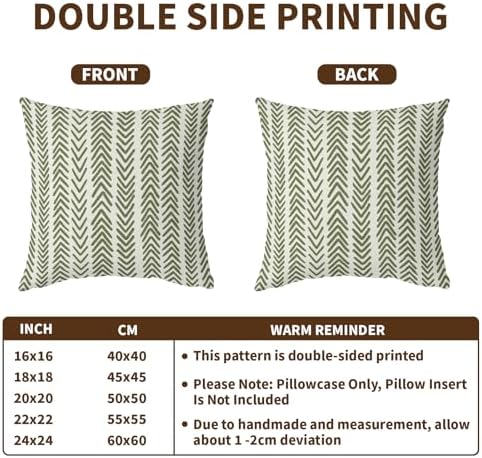 Sage Green Herringbone Pillow Covers 22x22 Inch Set of 2 Navy White
