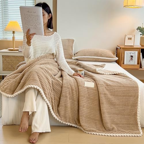 Sherpa Fleece Throw Blanket,Super Soft Throw Blanket Coral,Plush Fuzzy
