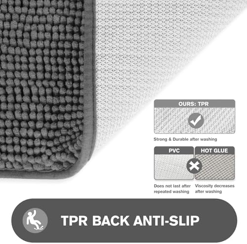Gray Bathroom Rugs Sets 2 Piece – Absorbent and Washable Bath Mat