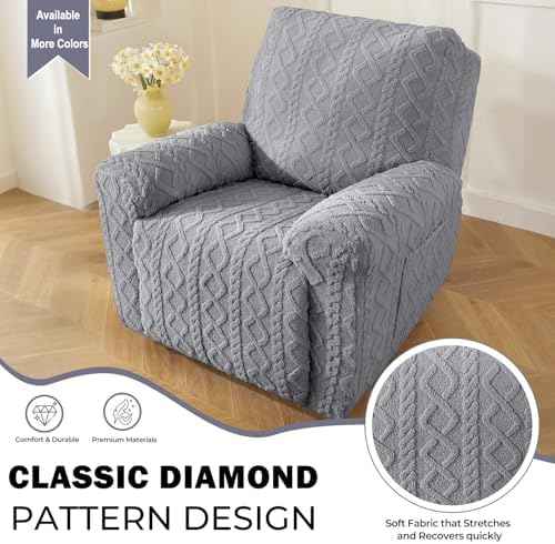 vctops 4-Piece 1-Seat Recliner Chair Covers, Grey