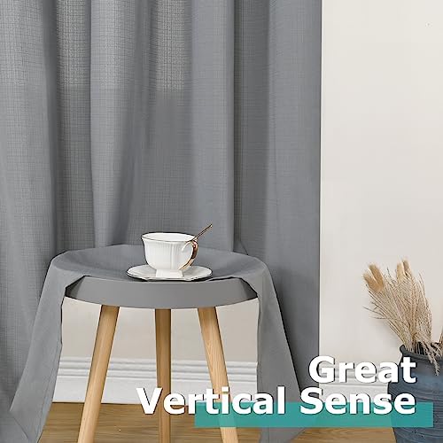 BGment Grey Sheer Curtains 63 Inch Length 2 Panels, Natural Linen