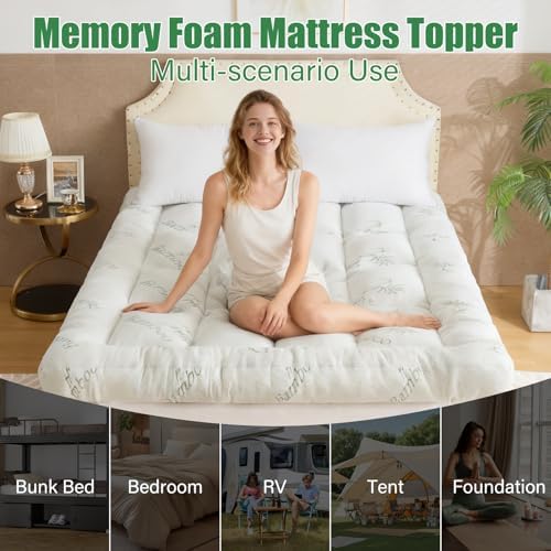 WhatsBedding 5 Inch Memory Foam Mattress Topper Queen for Back Pain