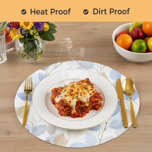 Minimalist Botanical Round Braided Placemats Set of Set of 8 Heat
