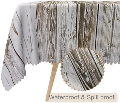 70x70inches Retro Wooden Square Tablecloth Rustic Vintage Grey Wood