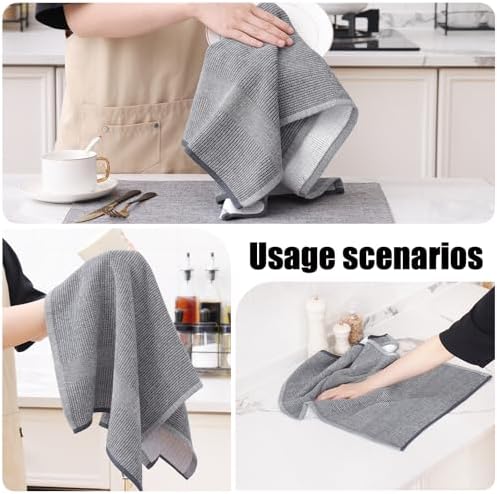 Homaxy Kitchen Towels and Dishcloths Set, 12 x 12 Inches and
