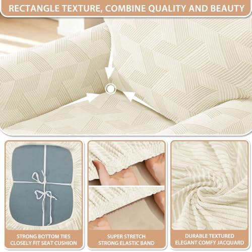 ZNSAYOTX 3 Piece Stretch Couch Covers (72"-90") New-Rectangle Texture