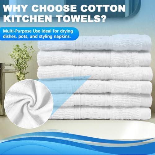 6 Pack Washcloths, 100% Cotton Wash Cloths, 12x12 Inch, White