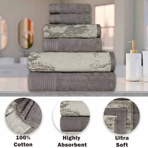 Cotton 10 Piece Assorted Marble & Solid Bath Towel Set, Luxury Cotton