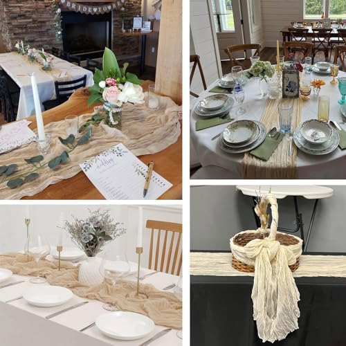 8 Pack Ivory Cheesecloth Table Runner 20 x 120 inch Gauze Table
