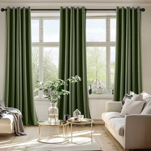 MIULEE Blackout Curtains for Bedroom 2 Panels 40 x 96 Inch Long Olive