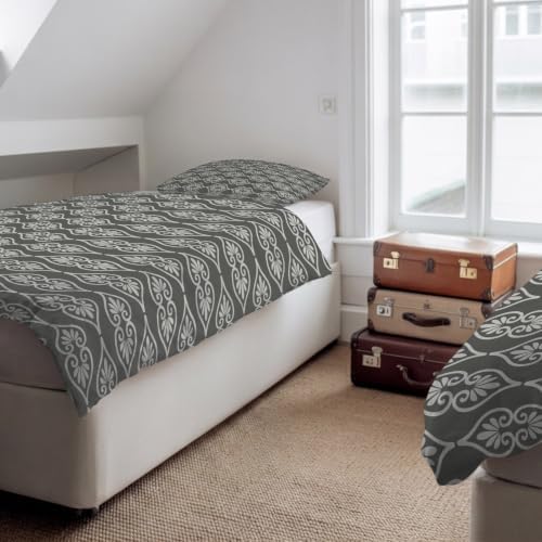 Grey Boho Duvet Cover Full Size,Quilt Cover 86"x90" with Zipper