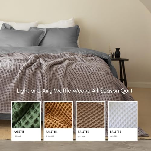 Waffle Blankets (Gray, California King Size 95 x 126 Inch)