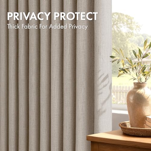 MIULEE 4 Panels Set Pinch Pleated Linen Curtains 96 Inch Burlywood