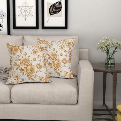Yellow and Cream Floral Throw Pillow Covers Yellow Cushion Case 20 x