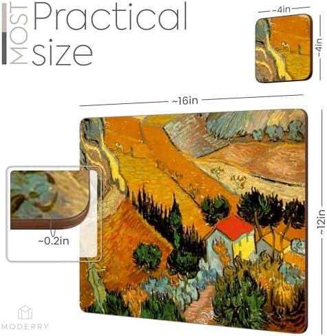 Set of 4 Heat Resistant Cork Placemats for Dining Table with Free Set