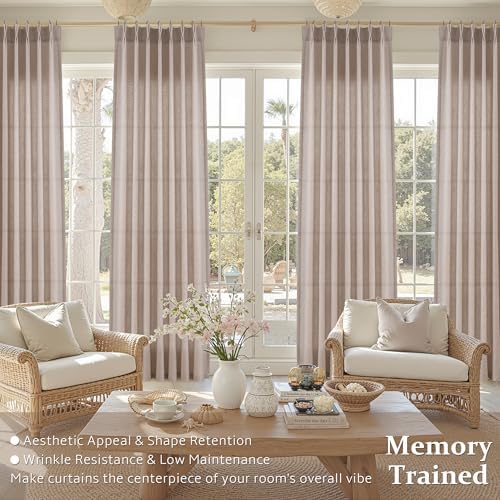 Nanspring Pinch Pleated Linen Curtains 84 Inches Long for Living Room