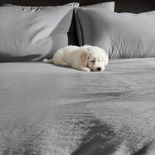 WDCOZY Grey King Size Jacquard Duvet Cover Set with Zipper Closure